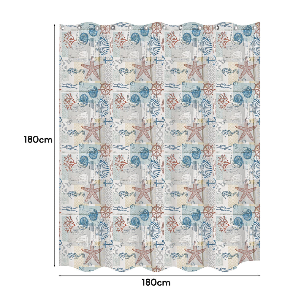 Waterproof Seaside Ocean Animal EVA Shower Curtain for Bathtub Shower