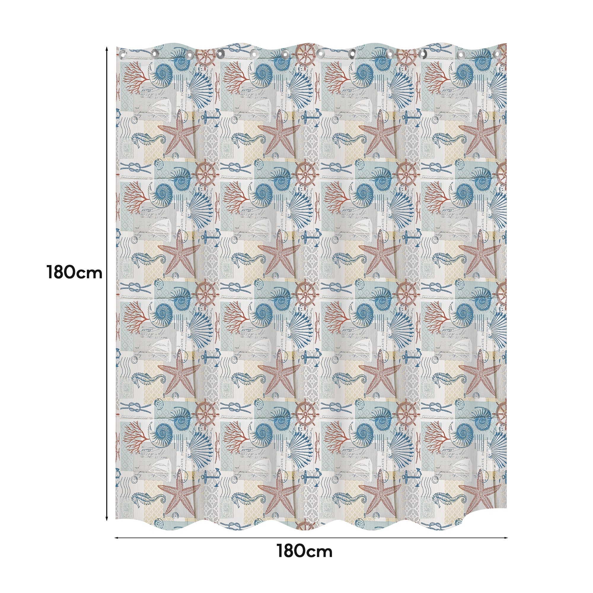 Waterproof Seaside Ocean Animal EVA Shower Curtain for Bathtub Shower