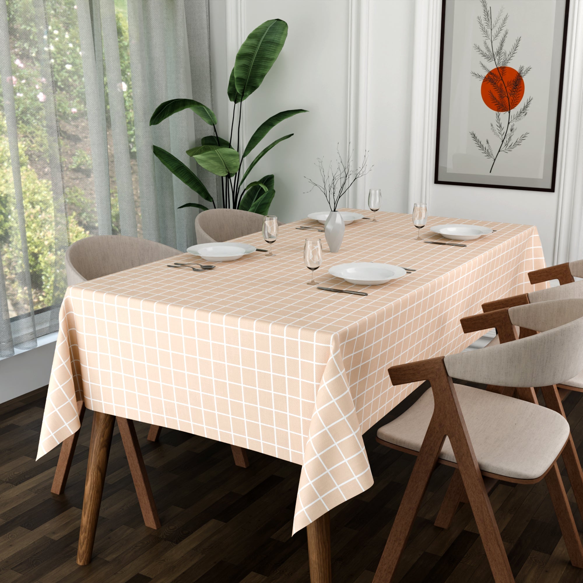 Durable Rectangular Polyester Fabric Tablecloth: Washable, Oil-Proof, Stain-Resistant Table Cover