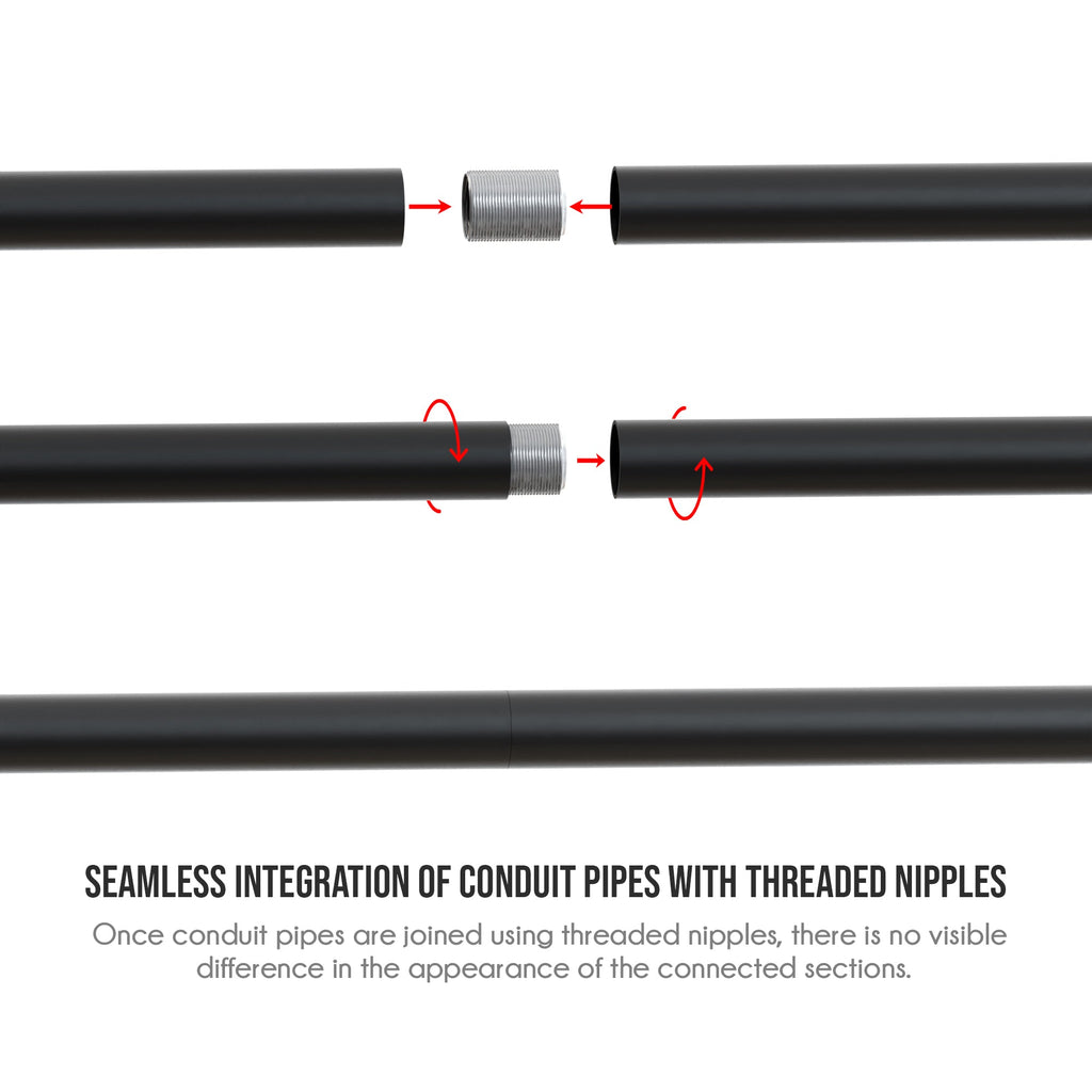 Black Steel Threaded Conduit Pipe for Industrial Lighting & DIY Projects