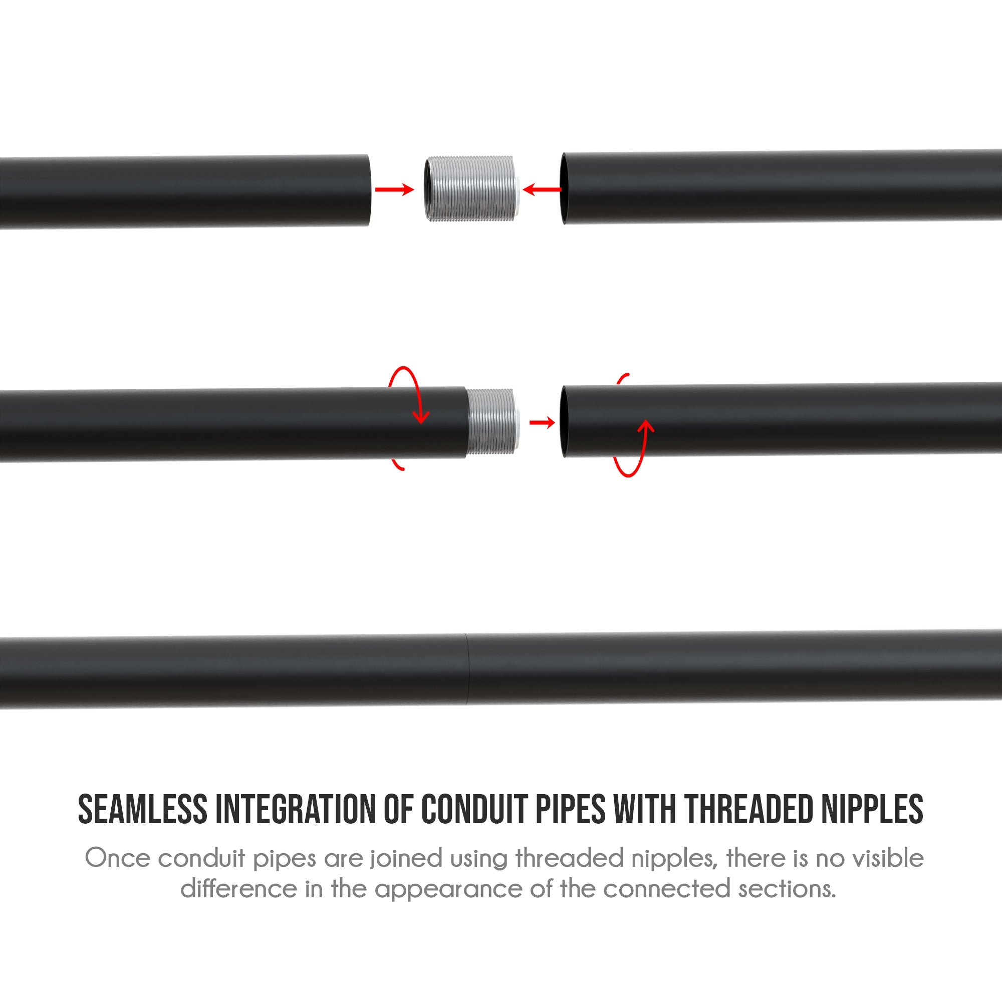 Black Steel Threaded Conduit Pipe for Industrial Lighting & DIY Projects