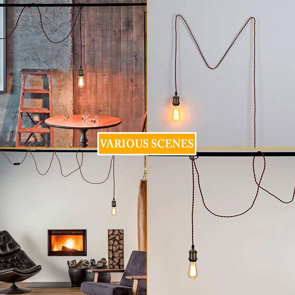 Twisted Fabric Flex Pendant Light Kit 5m E27 UK Plug ~6025