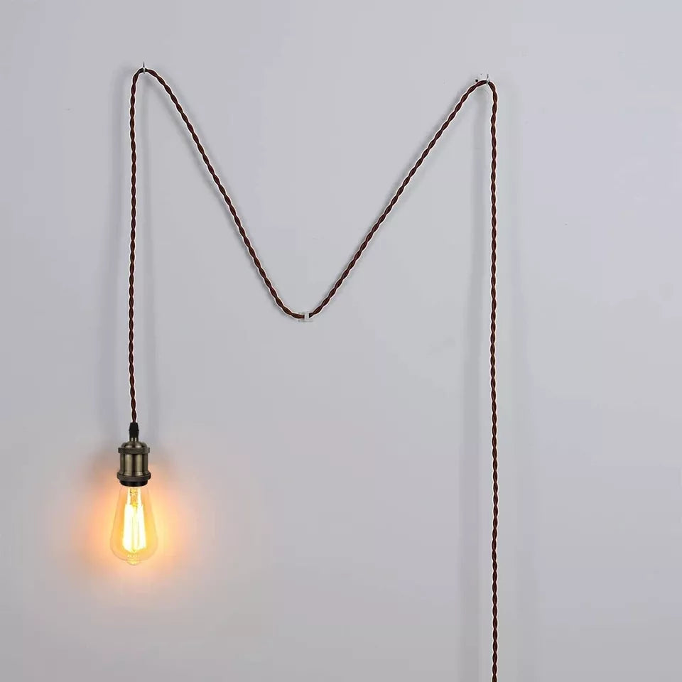 Twisted Fabric Flex Pendant Light Kit 5m E27 UK Plug ~6025