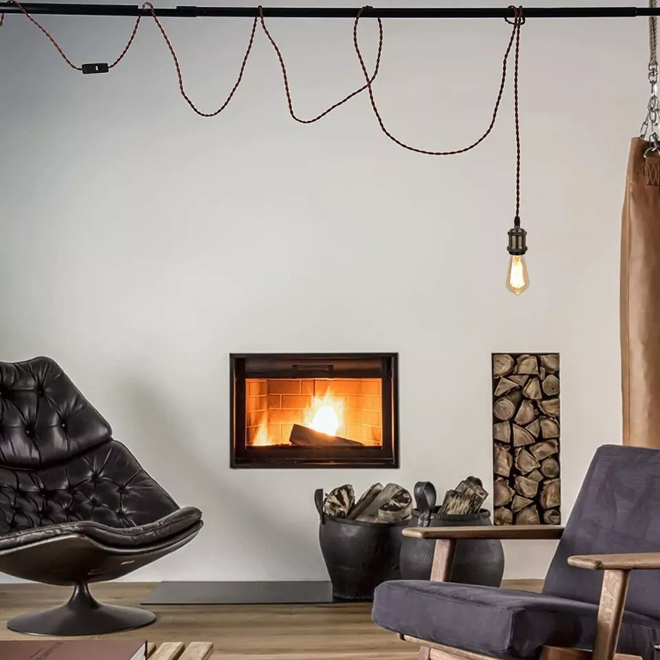 Twisted Fabric Flex Pendant Light Kit 5m E27 UK Plug ~6025