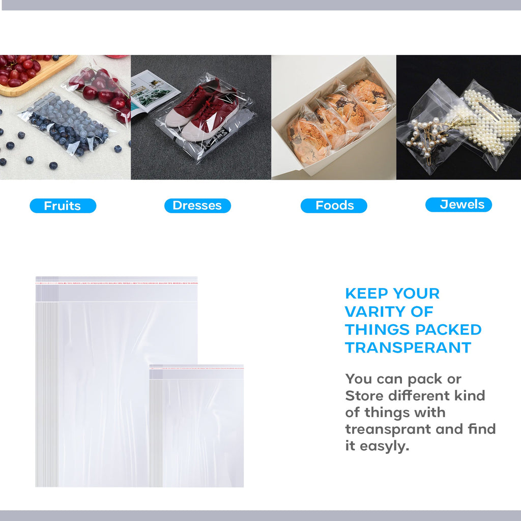Clear Resealable Zip Poly Bags Waterproof Heavy Duty Storage Packaging