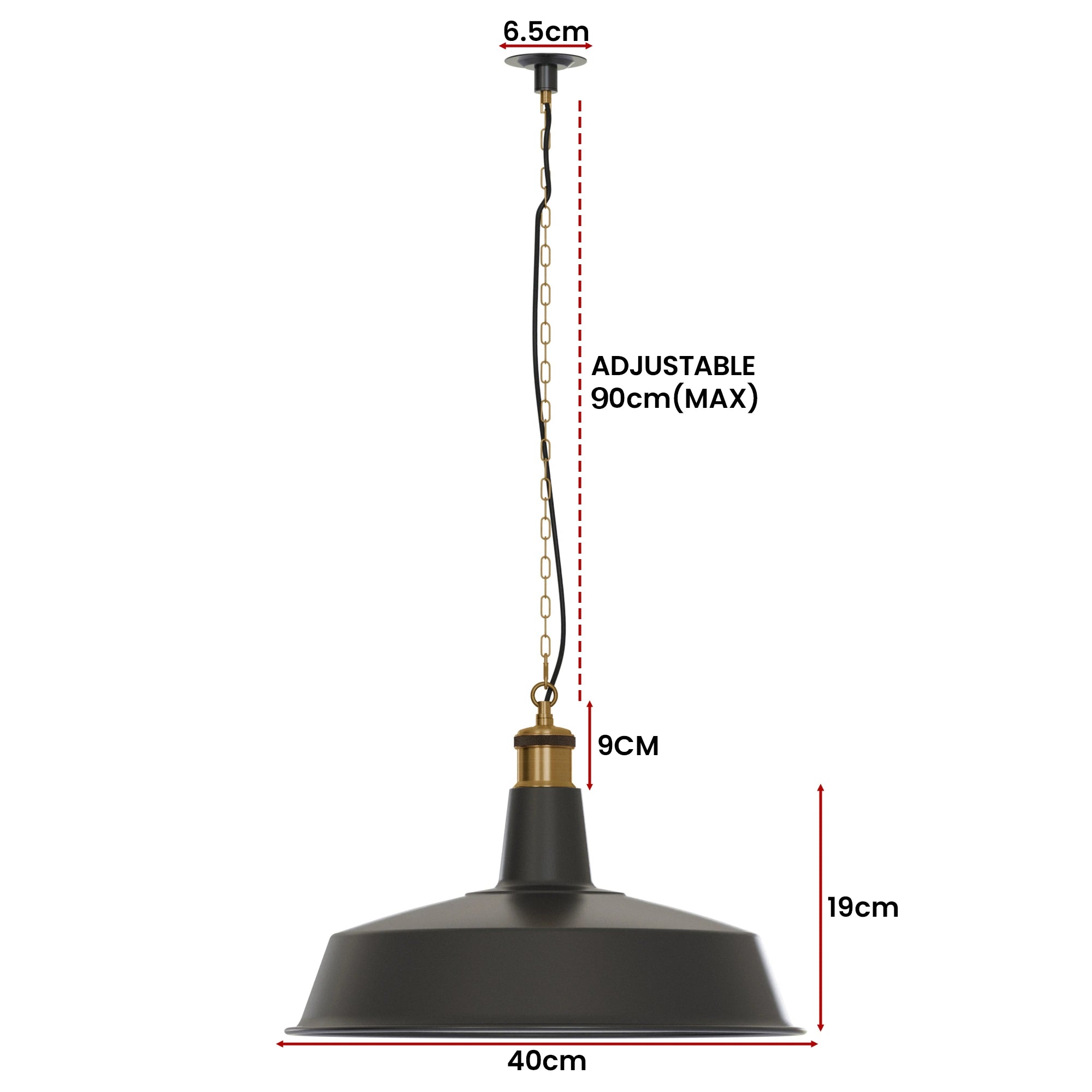 Black Metal Ceiling E27 Conduit Pendant Light Kit -5647