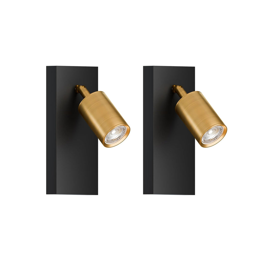 Adjustable Rotating LED Wall Spotlight, Yellow Brass Finish, Modern Home Lighting