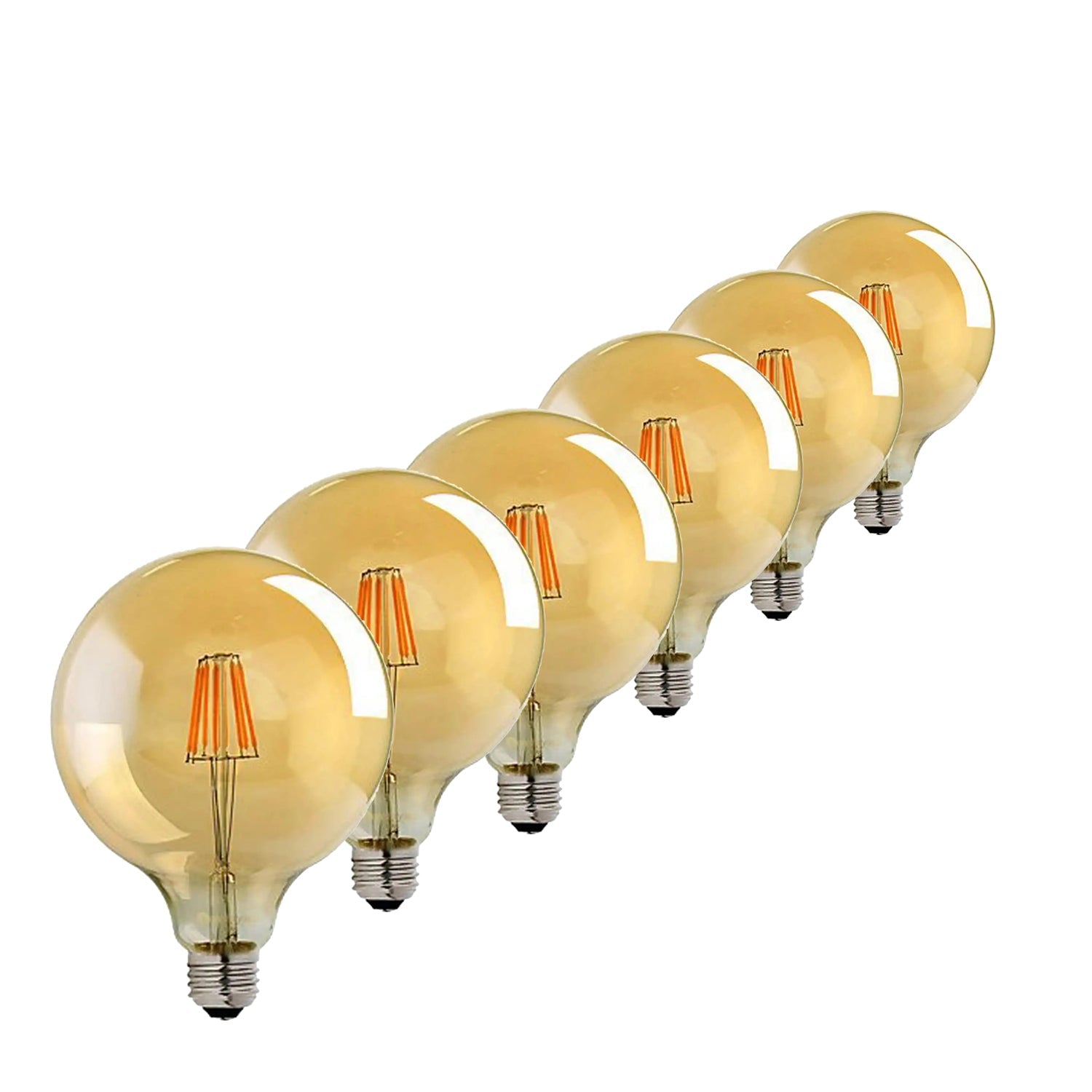 6-Pack G125 E27 8W Dimmable Warm White Vintage LED Light Bulbs