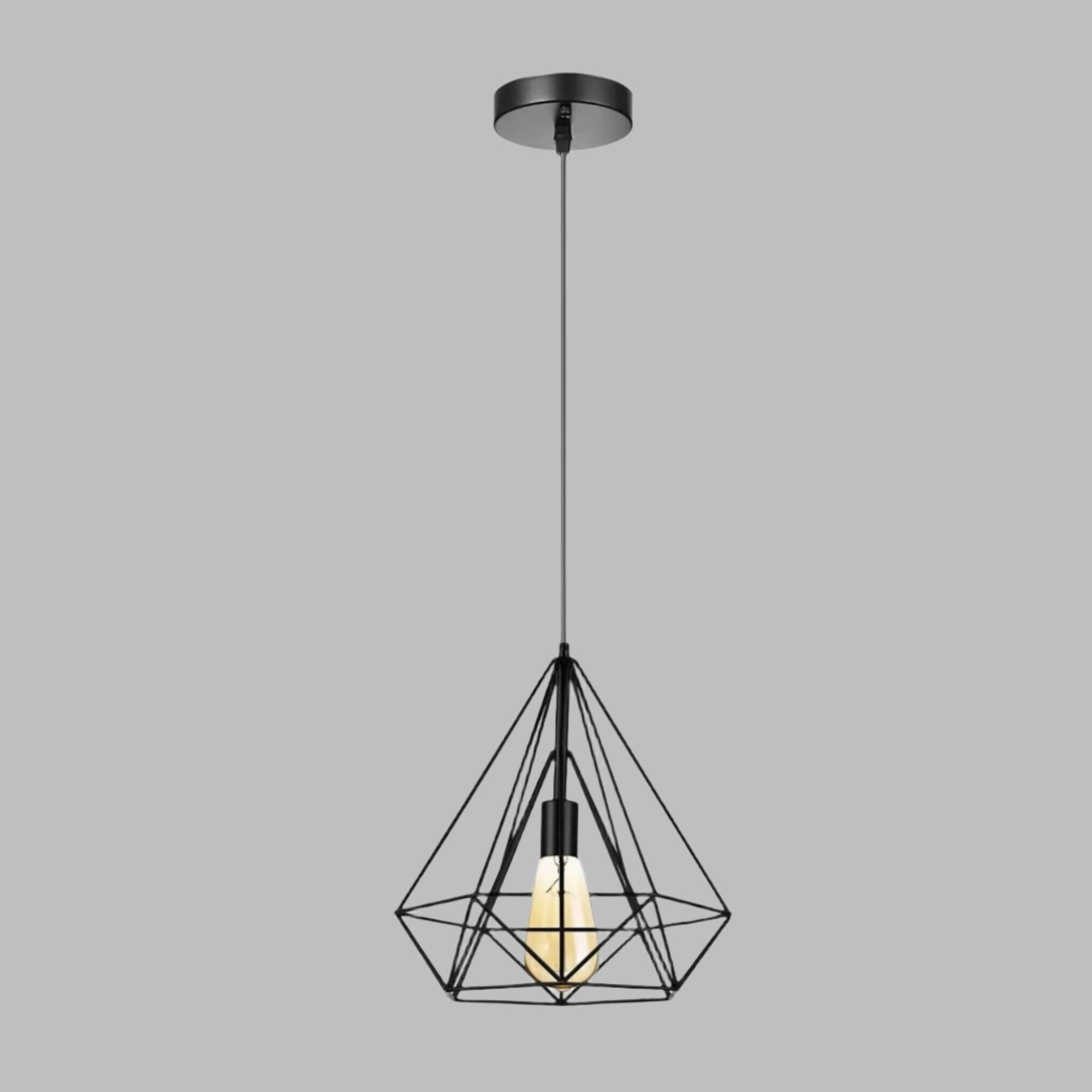 Modern Industrial Diamond Cage Pendant Light Fixture for E27 Bulbs