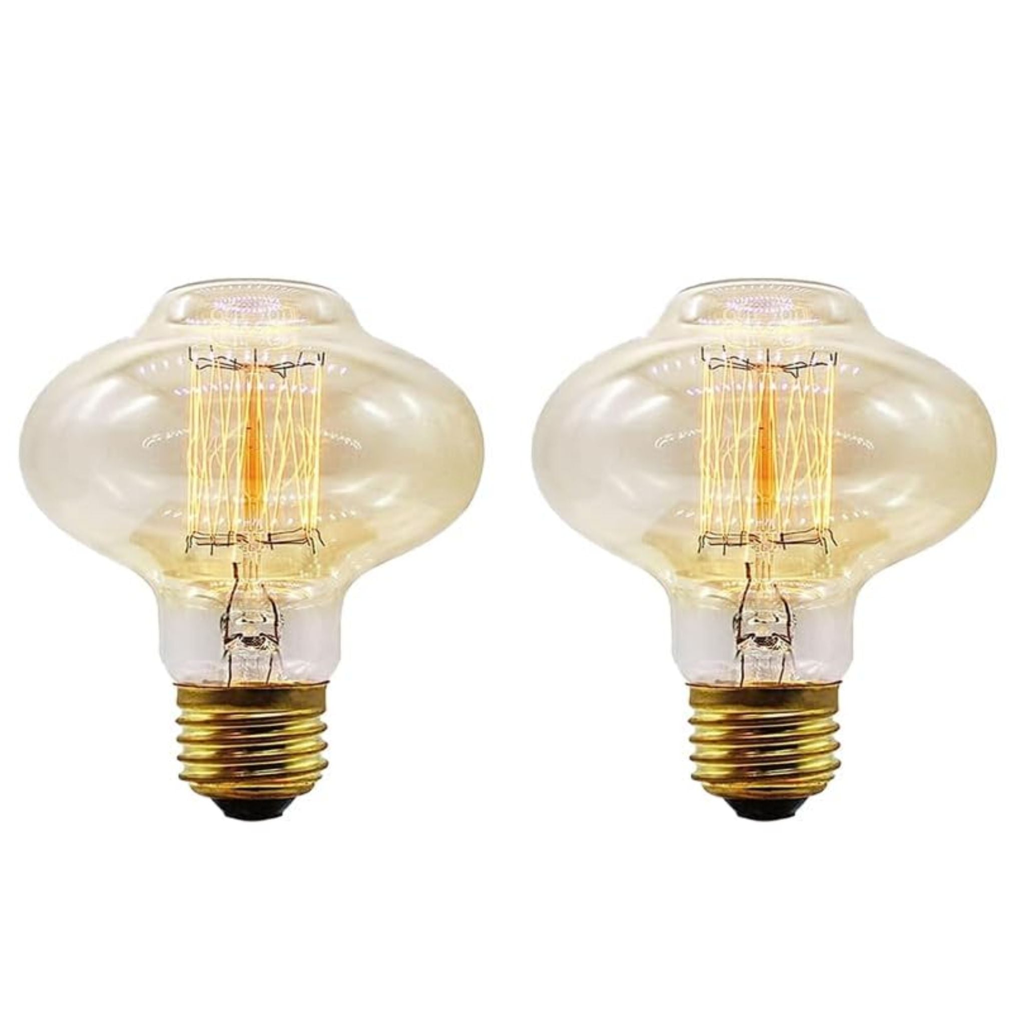 2-Pack Vintage Dimmable LED Edison Bulbs Amber Glass Warm White 2700K
