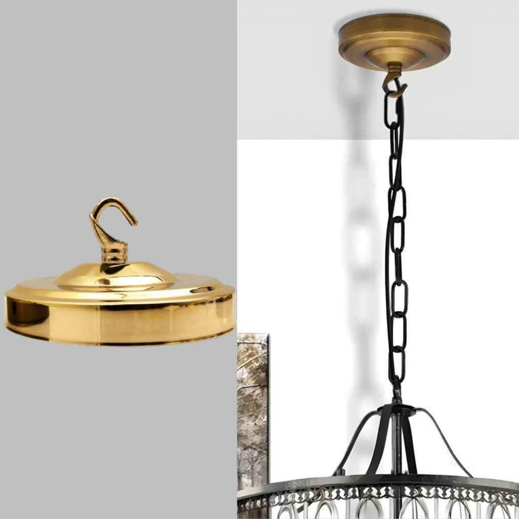 Classic Metal Ceiling Rose with Hook for Pendant Lights & Chandeliers