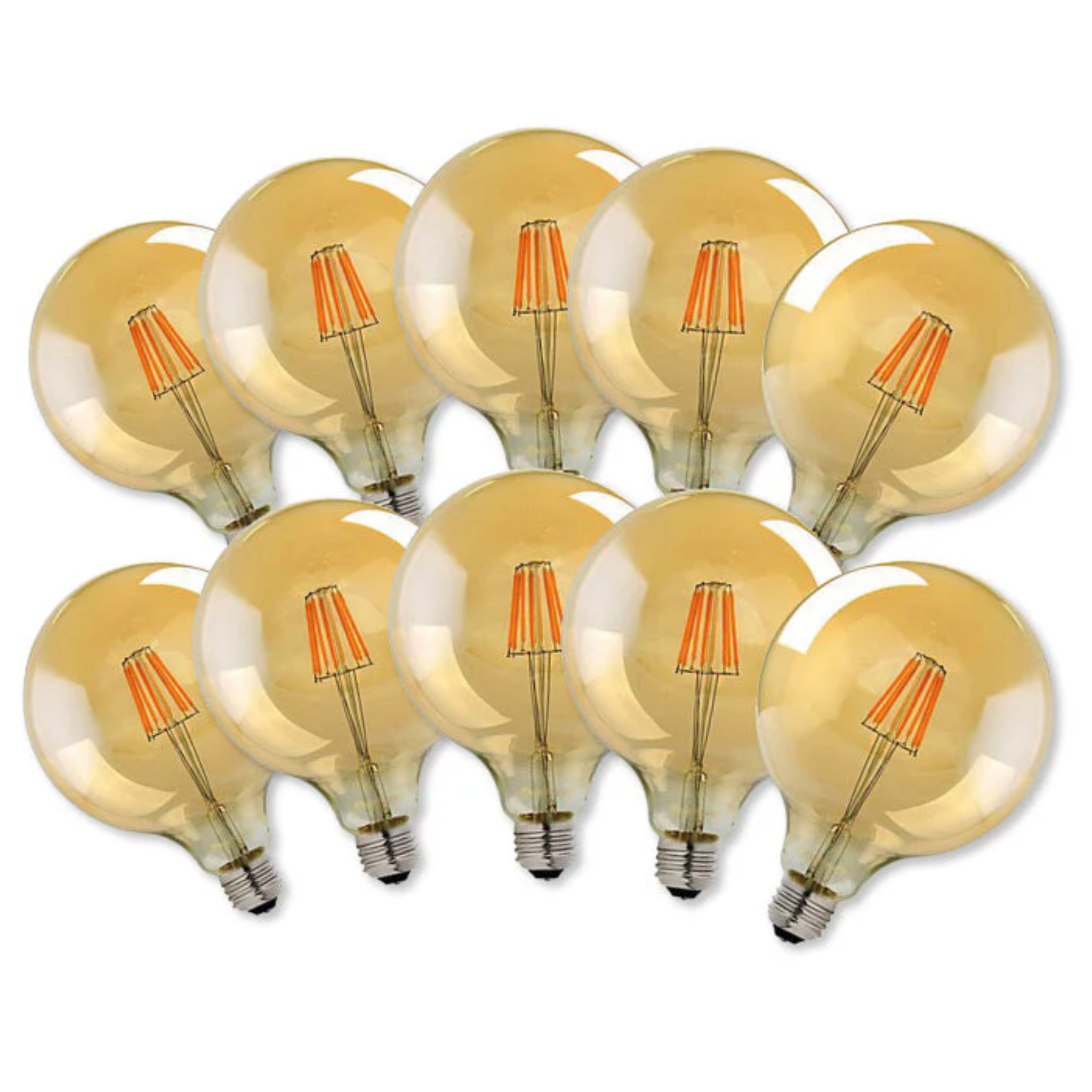 10-Pack G125 E27 8W Dimmable LED Globe Bulb, Vintage Warm White Light