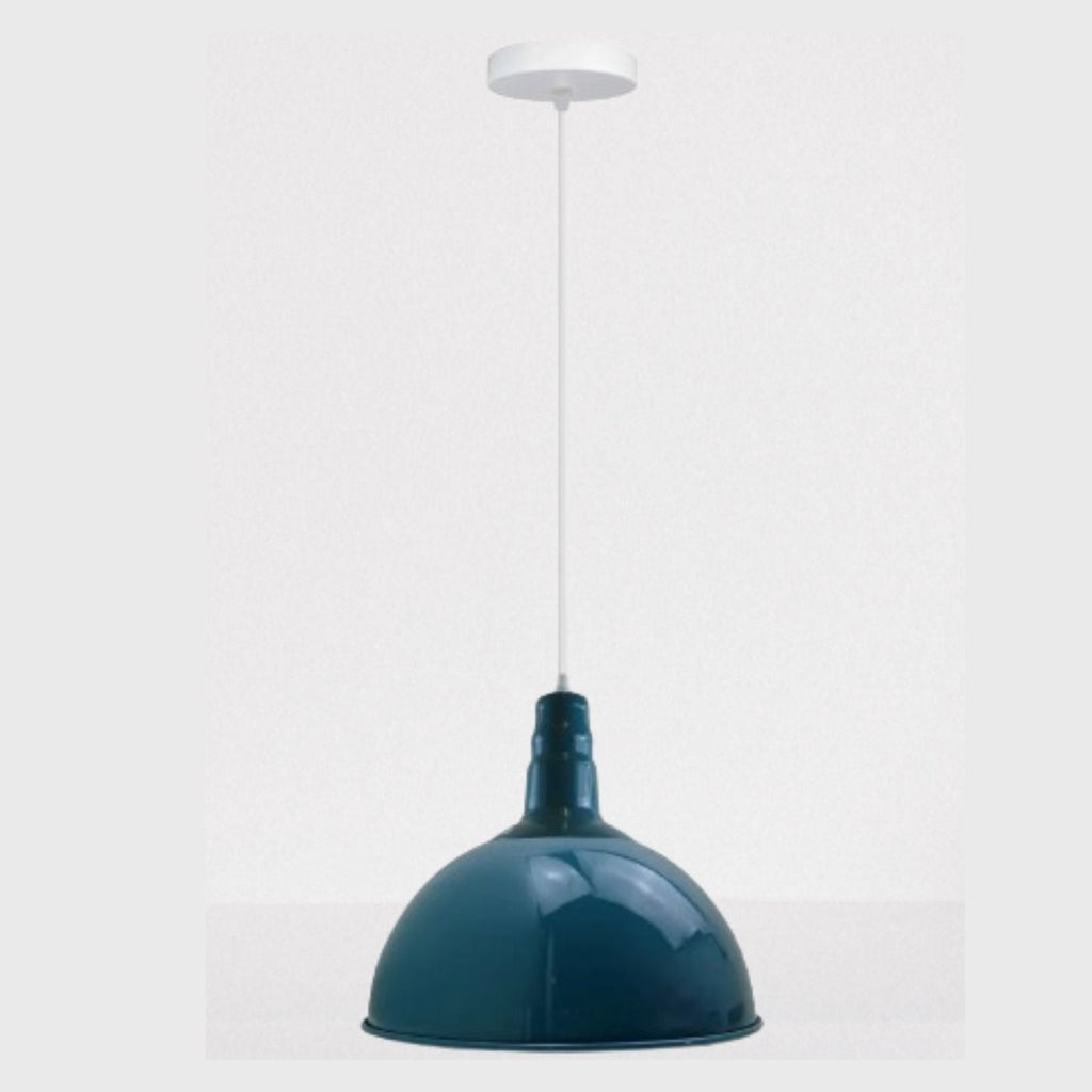 Modern Blue Fabric Drum Pendant Light with Adjustable Hanging Cord