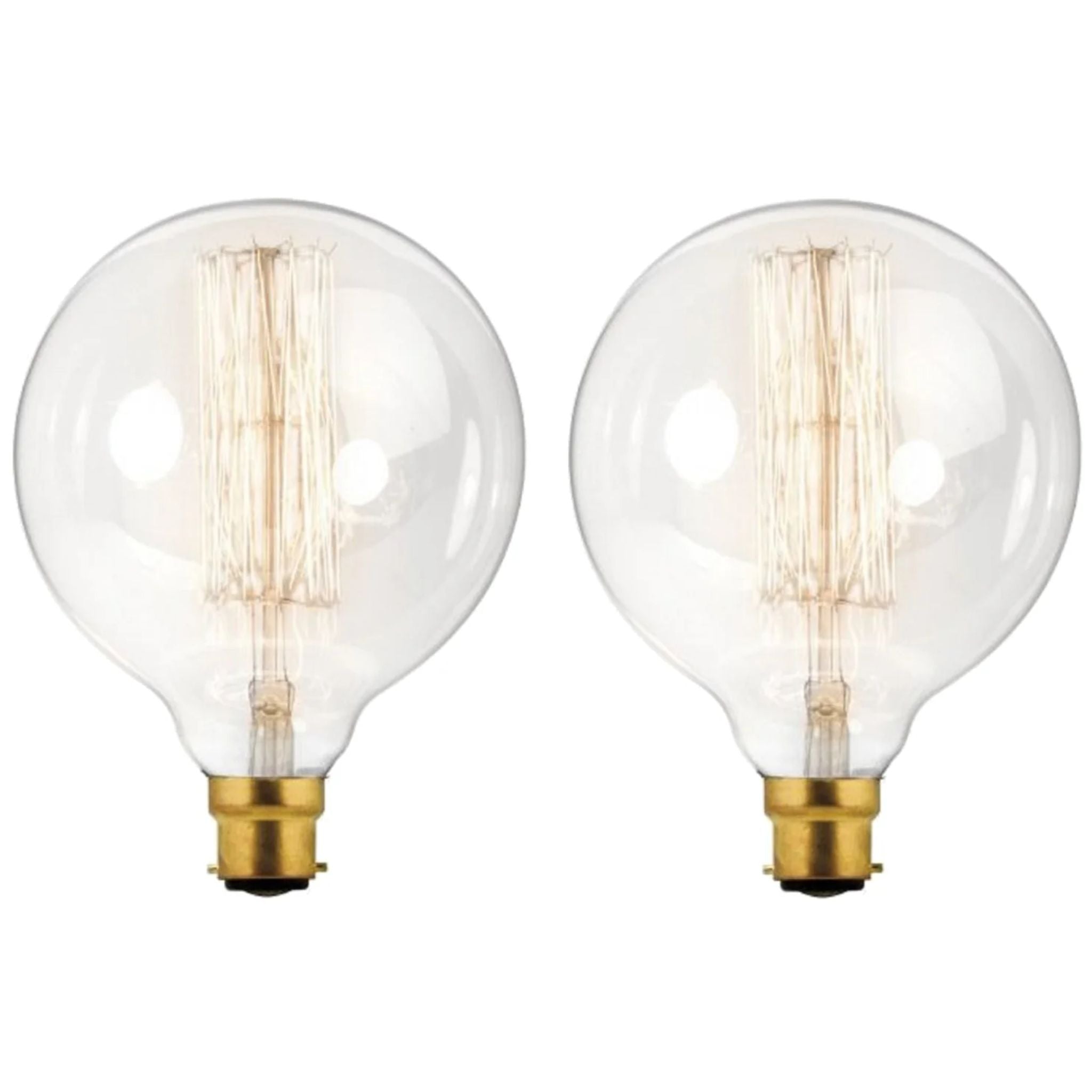 2 Pack Vintage Dimmable Incandescent B22 Amber Glass Warm White Light Bulbs