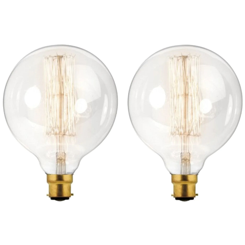 2-Pack Vintage Dimmable B22 G95 Amber Glass Incandescent Bulb Warm White Light