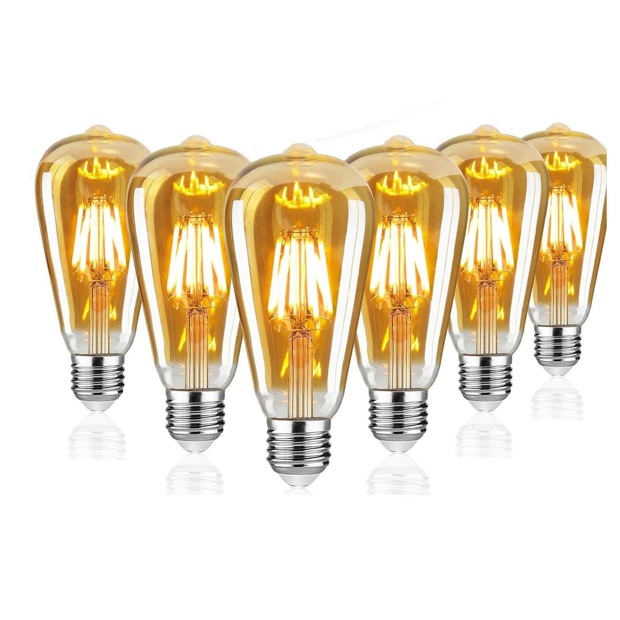 6 Pack Vintage E27 Filament LED Edison Bulbs Dimmable Decorative Warm White