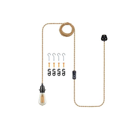 Vintage E27 Hanging Plug-in light with Wall Mount Bracket ~5674