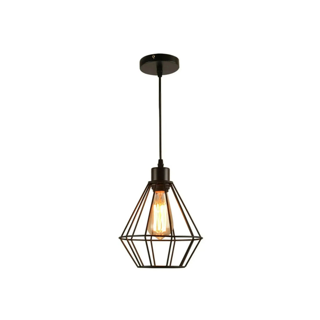Industrial Black Metal Wire Cage Pendant Light Ceiling Fitting