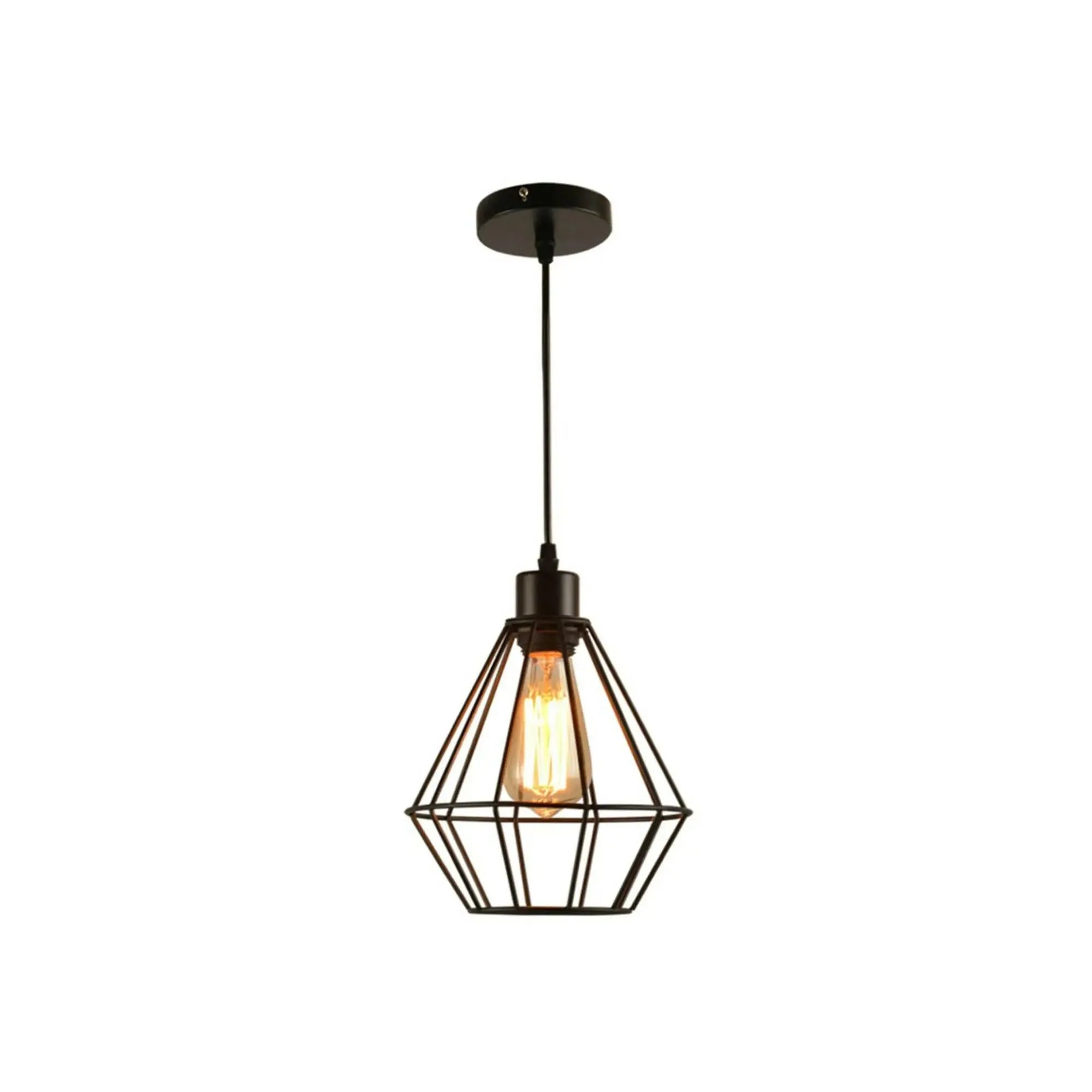 Industrial Black Metal Wire Cage Pendant Light Ceiling Fitting