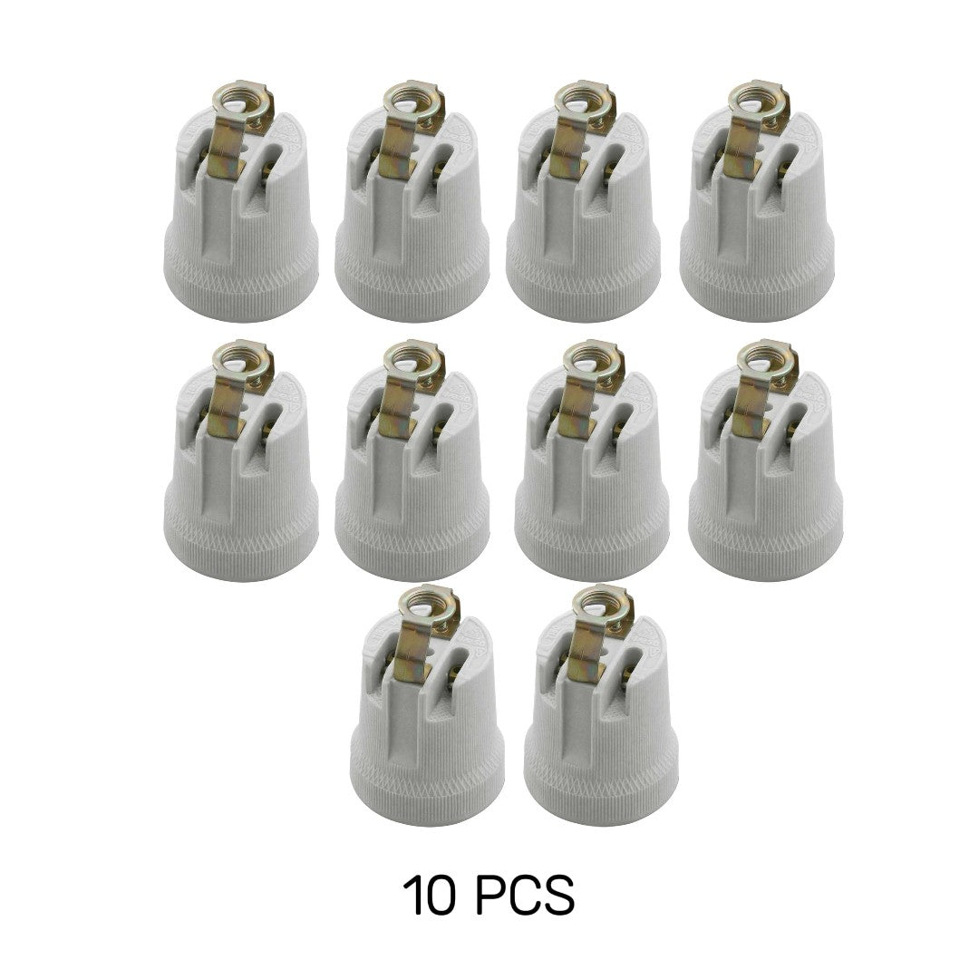 Durable White Ceramic E27 Edison Screw Bulb Holder Socket for Heat Lamps