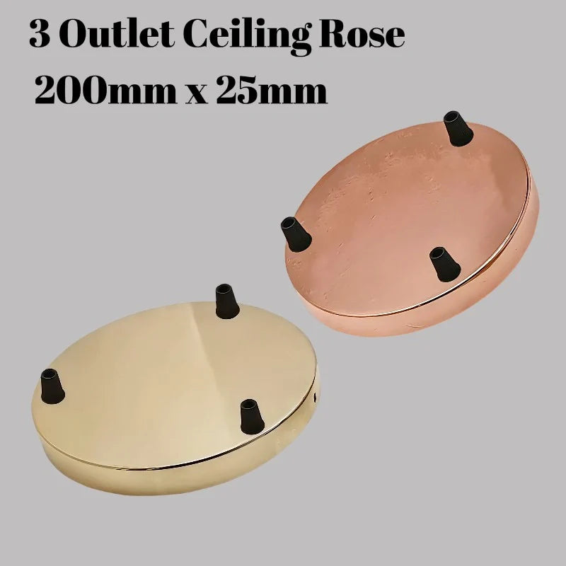 Vintage Metal 3-Hole Round Ceiling Rose for Pendant Lights Chandeliers