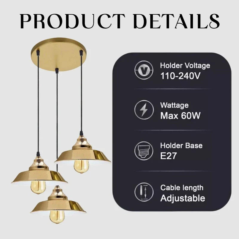 Vintage Industrial Metal Shade E27 LED Hanging Retro Ceiling Pendant Lights