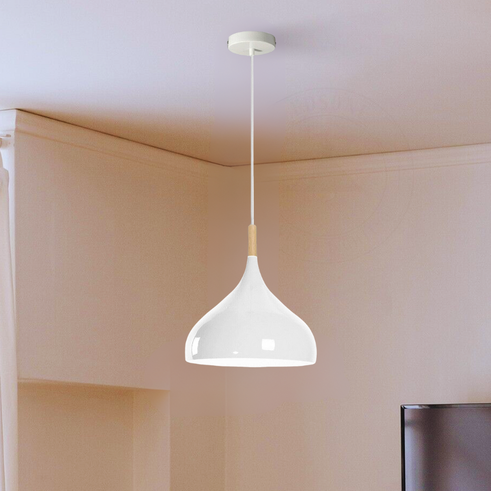 Modern White Metal Pendant Light for Kitchen Island Seating