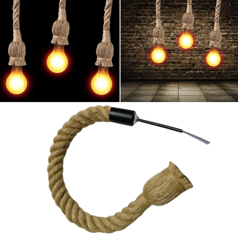 Vintage Industrial Loft Style Hemp Rope 3-Head Cluster Ceiling Pendant Light