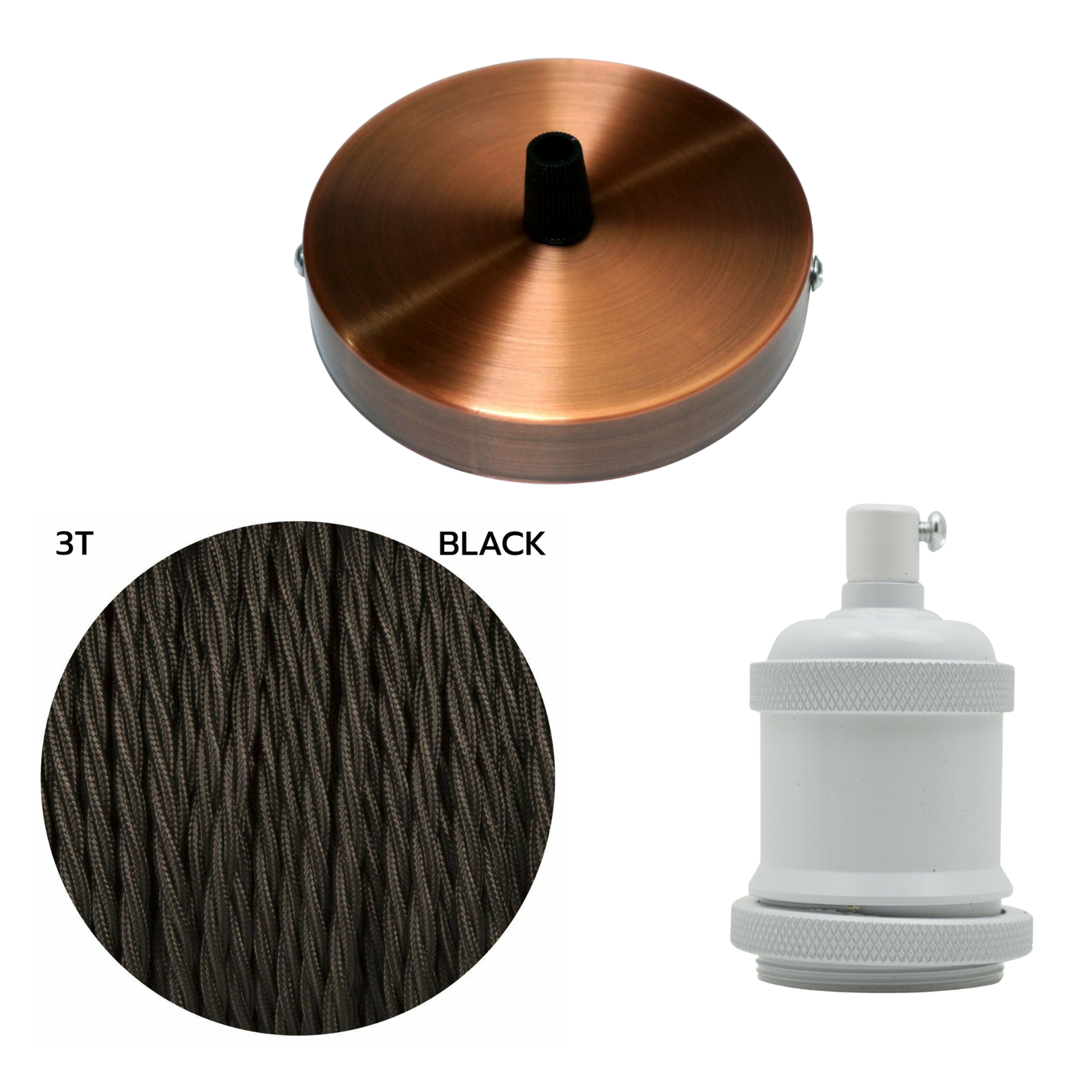 Elegant Vintage Fabric Cable E27 Pendant Light Kit with Ceiling Rose