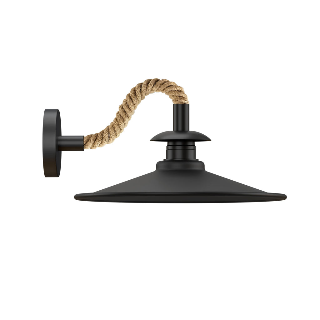 Vintage Hemp Rope Wall Sconce Industrial Metal Flat Shade Light