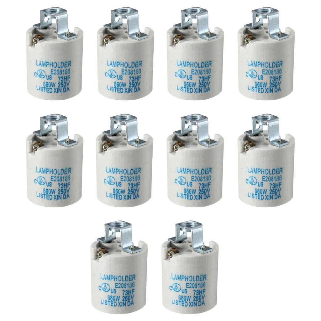 Durable White Ceramic E27 Edison Screw Lamp Holder - Heat Resistant Vintage Lighting Socket