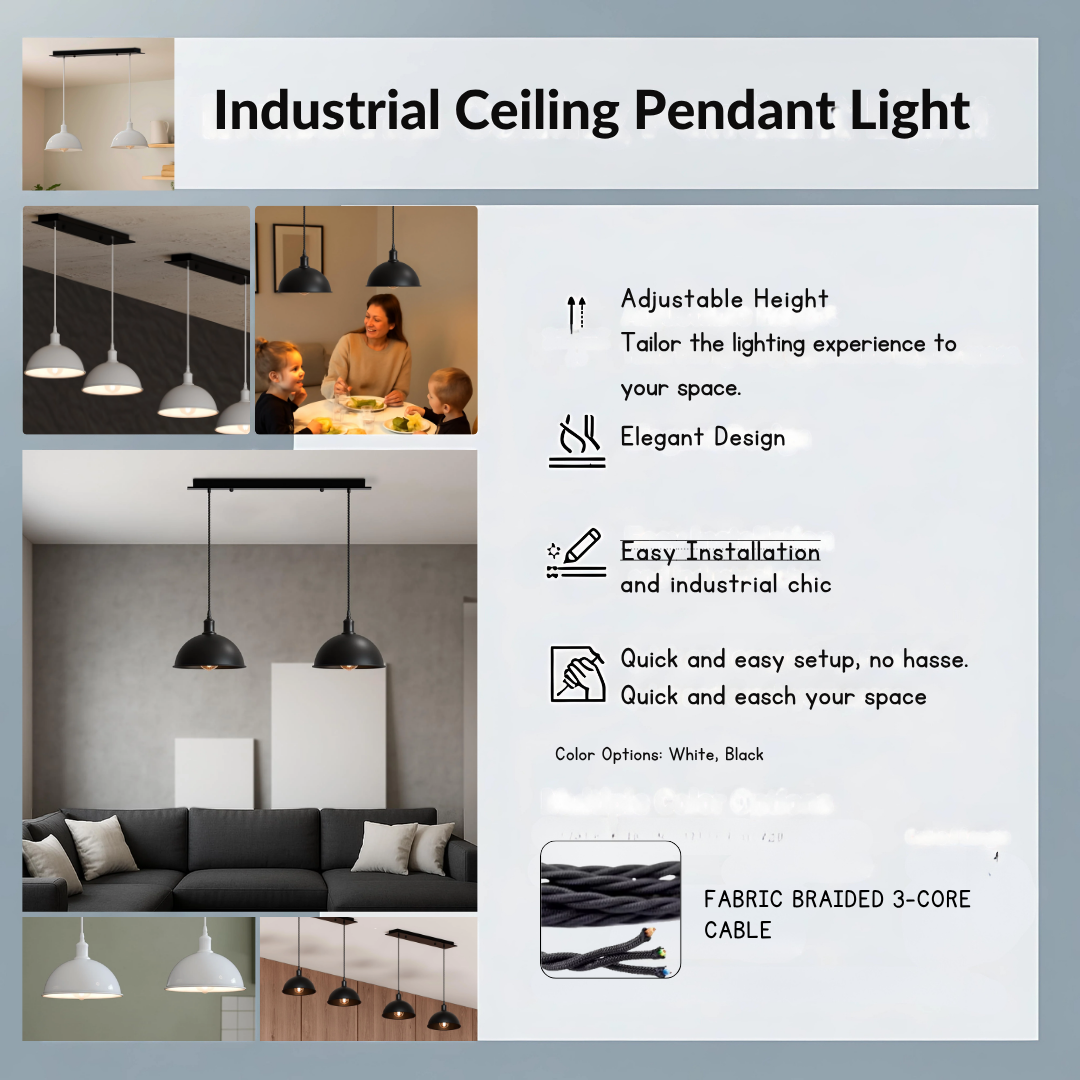 Vintage Industrial 2-Head Dome Pendant Light | Adjustable ~6145