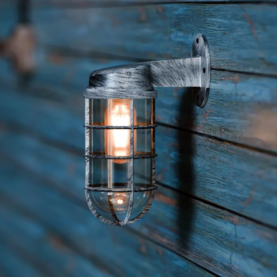 Vintage Industrial Cage Wall Light Retro Bulkhead Lamp ~5988