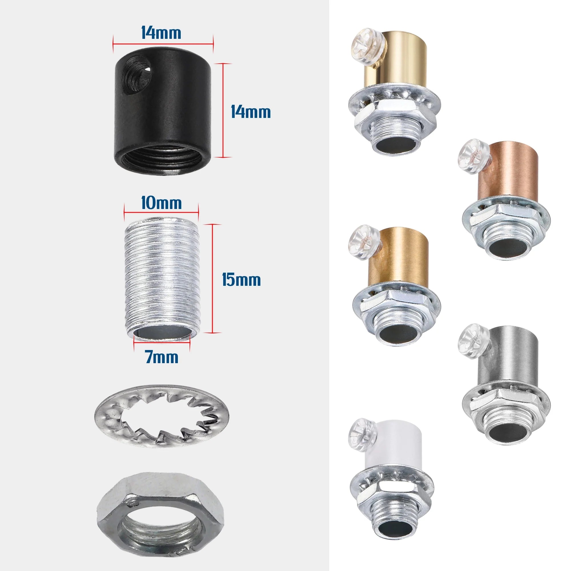 5 Pack Pendant M10 Cord Grip Strain Relief Metal Lock nut - 6048