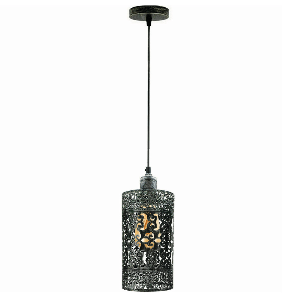 Vintage Industrial Metal Cage E27 Pendant Light, Adjustable Hanging Fixture