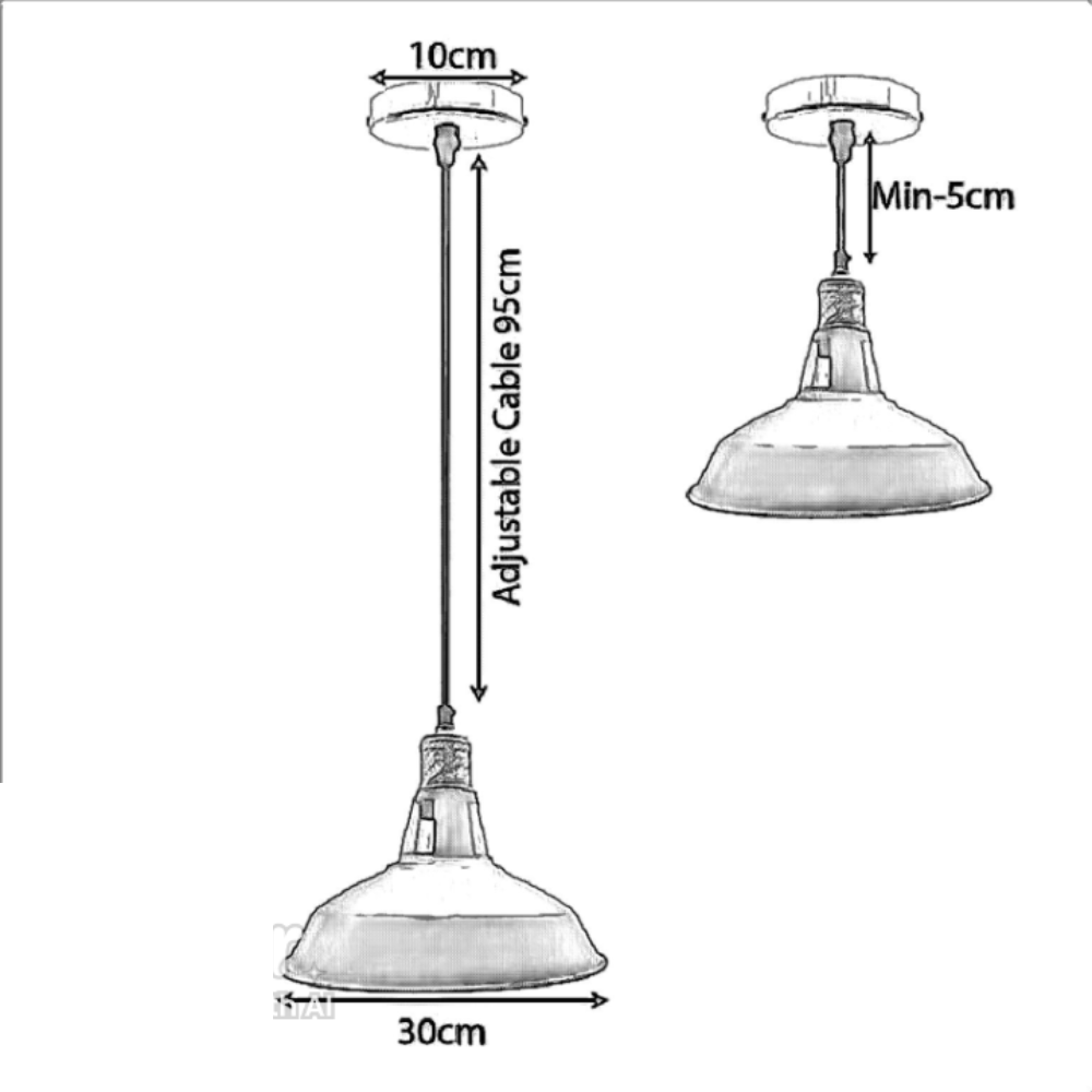 Modern Industrial Barn Shade Pendant Light Fixture for Kitchen Dining Room