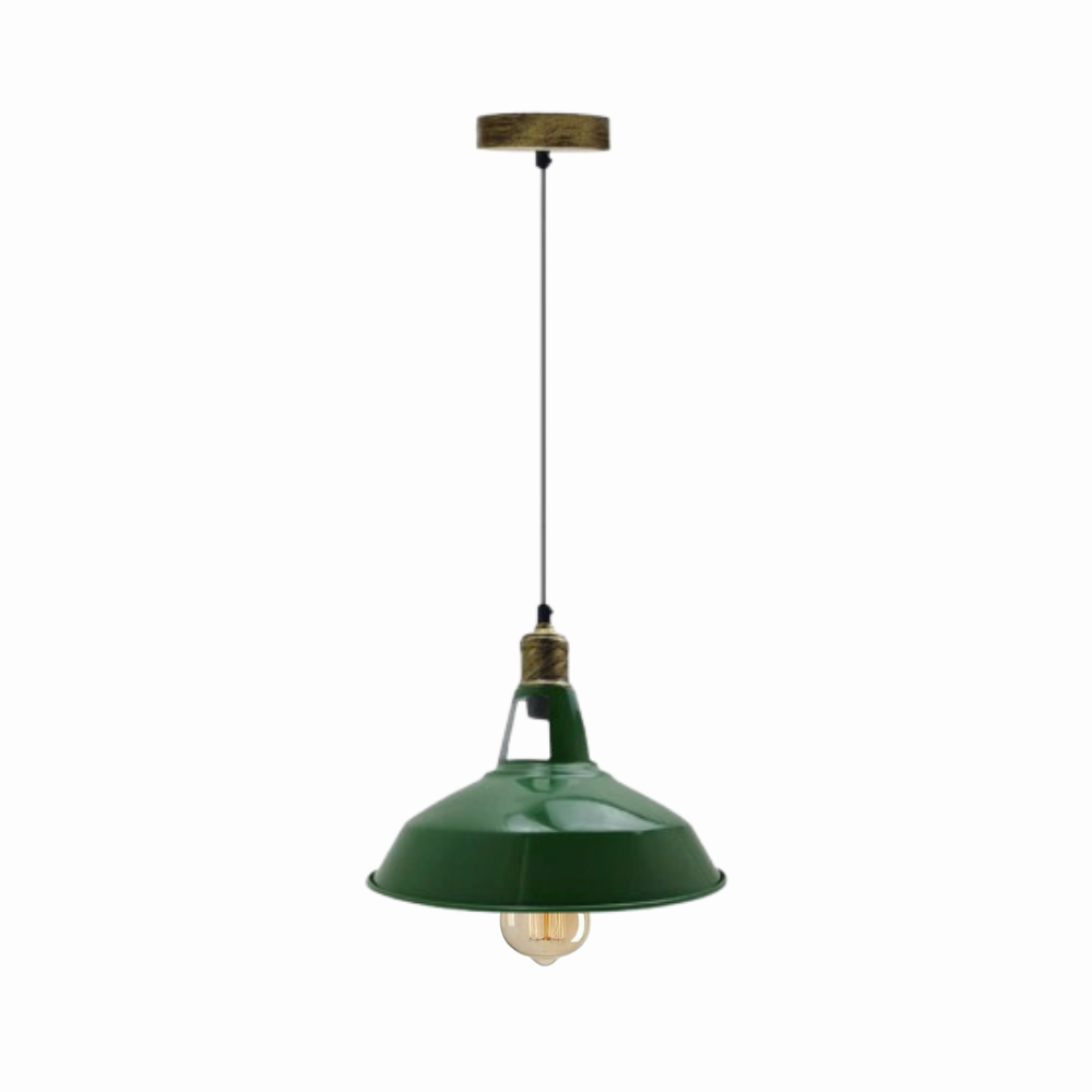 Modern Green Barn Shade Pendant Light Industrial Ceiling Hanging Fixture