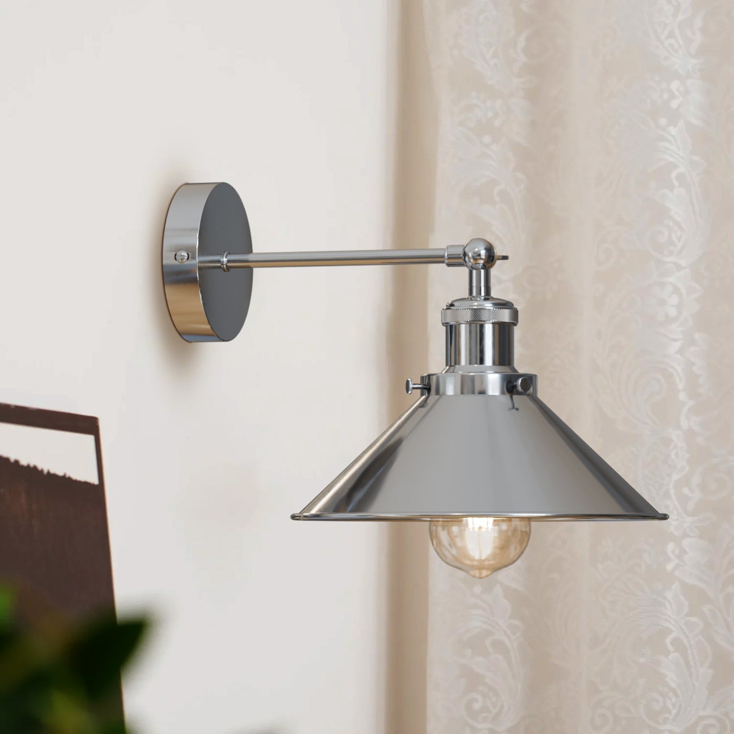 Adjustable Industrial Wall Lamp Retro Metal Cone Shade Sconce for Home & Cafe