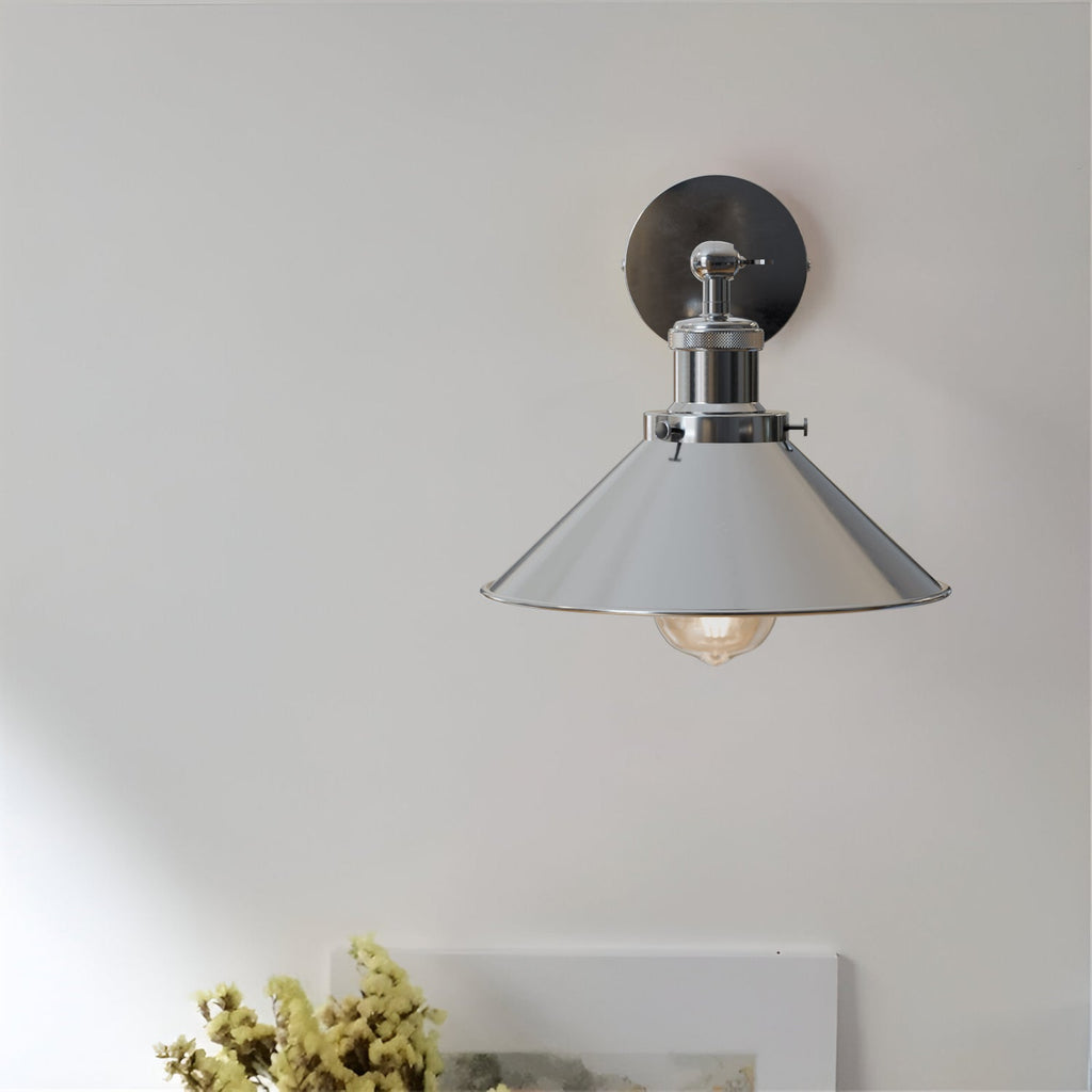 Adjustable Industrial Wall Lamp Retro Metal Cone Shade Sconce for Home & Cafe