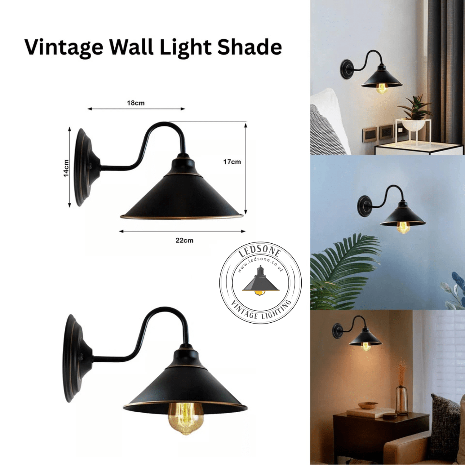 Industrial Vintage Black Metal E27 Wall Sconce – Modern Retro Home Lighting Fixture