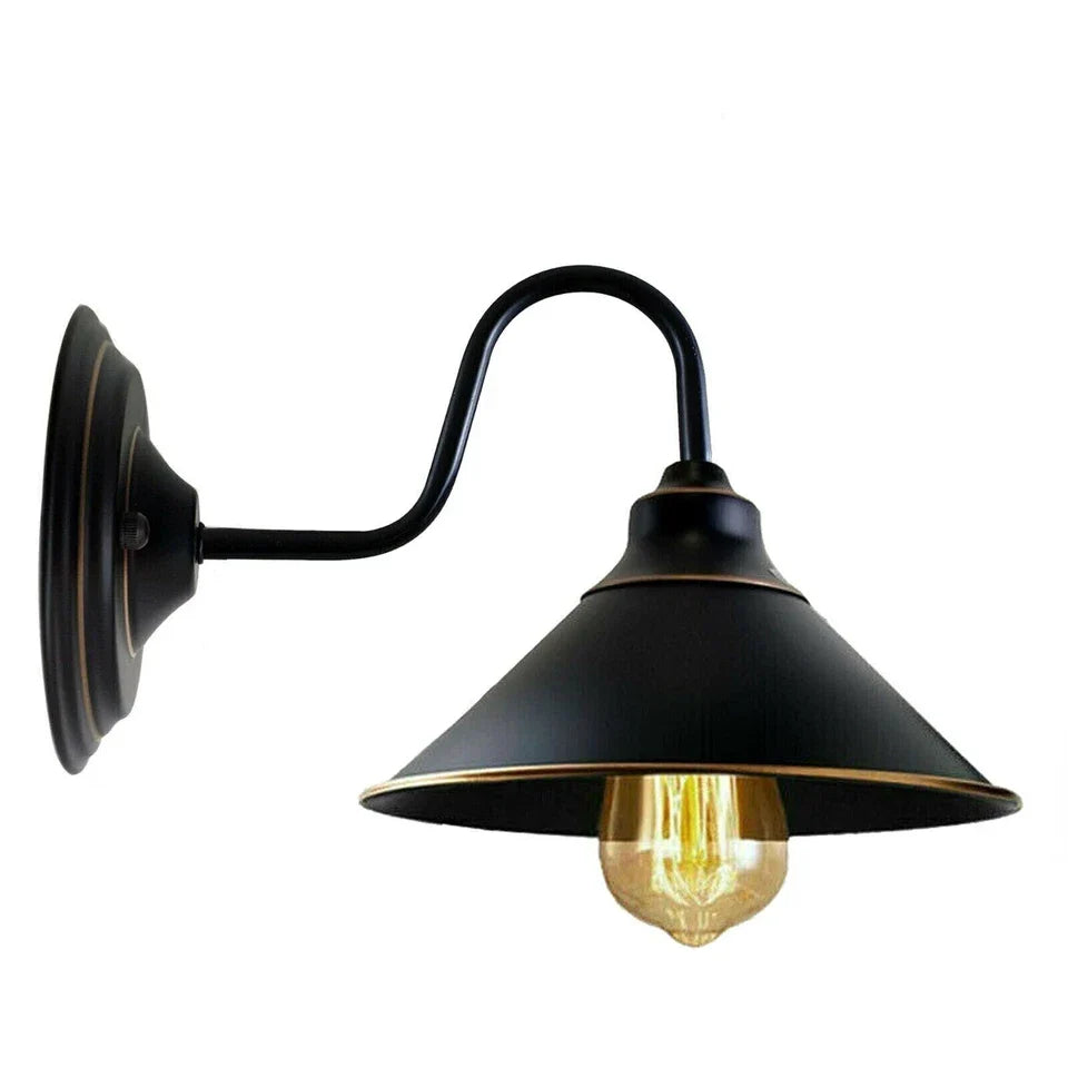 Industrial Vintage Black Metal E27 Wall Sconce – Modern Retro Home Lighting Fixture