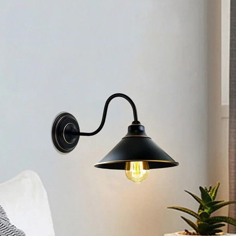 Industrial Vintage Black Metal E27 Wall Sconce – Modern Retro Home Lighting Fixture