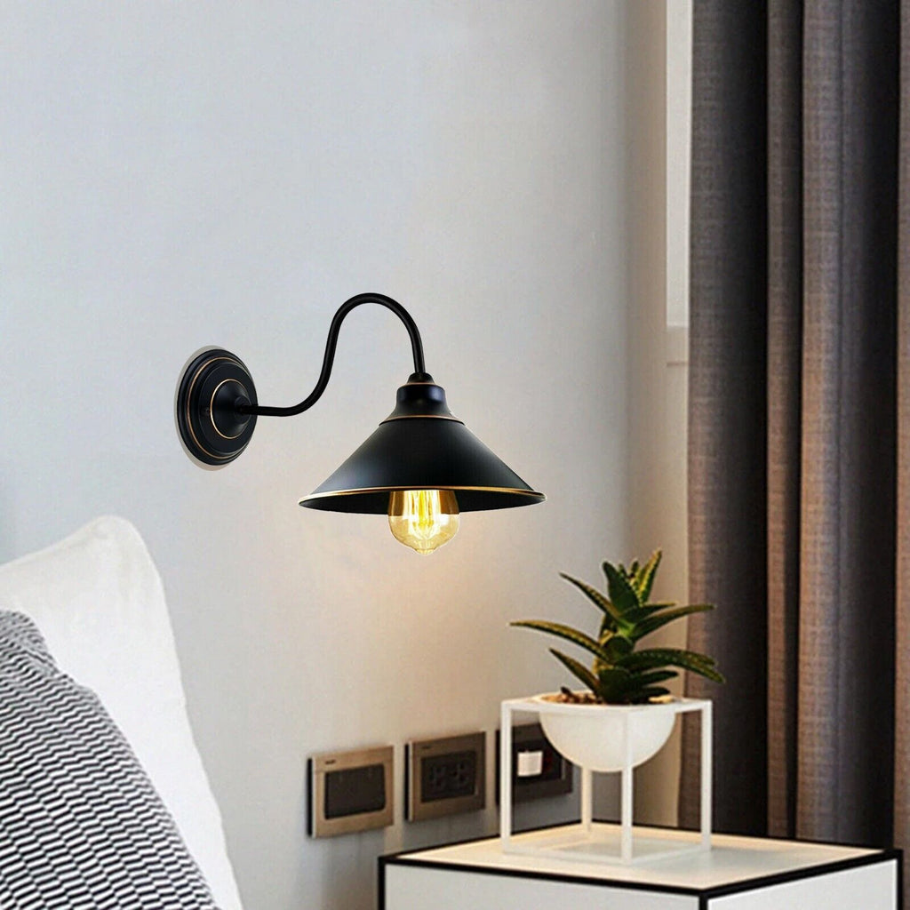 Industrial Vintage Black Metal E27 Wall Sconce – Modern Retro Home Lighting Fixture