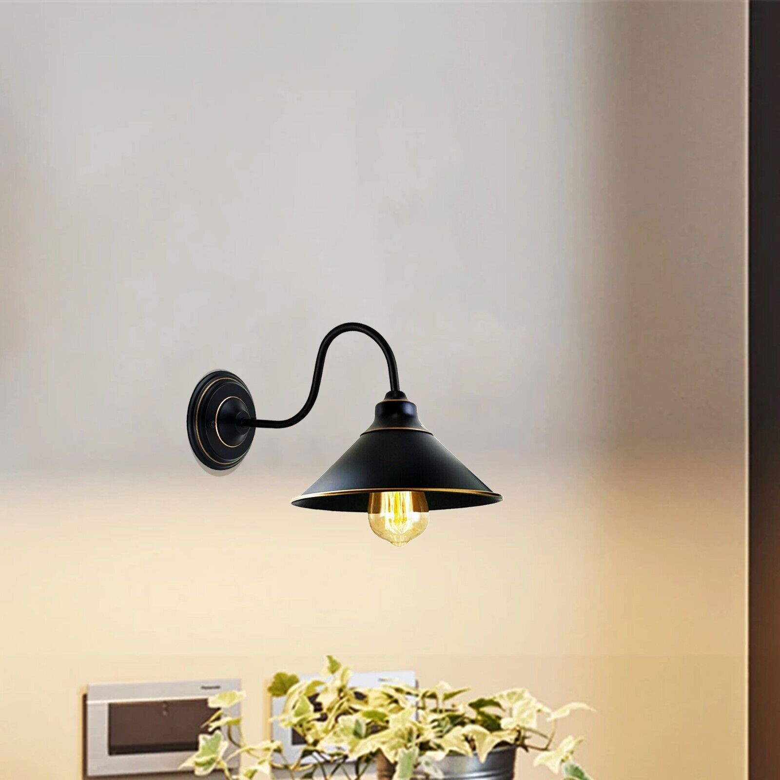 Industrial Vintage Black Metal E27 Wall Sconce – Modern Retro Home Lighting Fixture