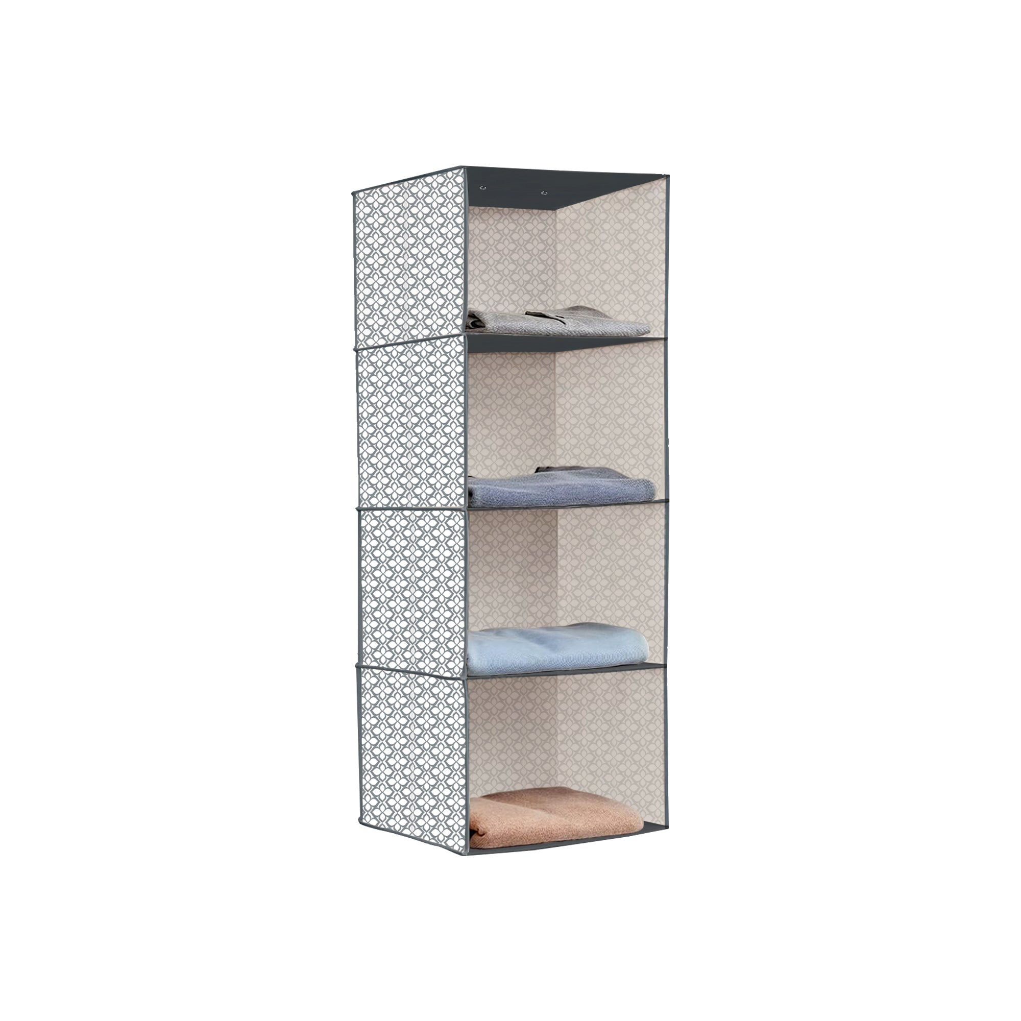5-Shelf Fabric Hanging Closet Organizer Wardrobe Storage Unit Clothes Shelves