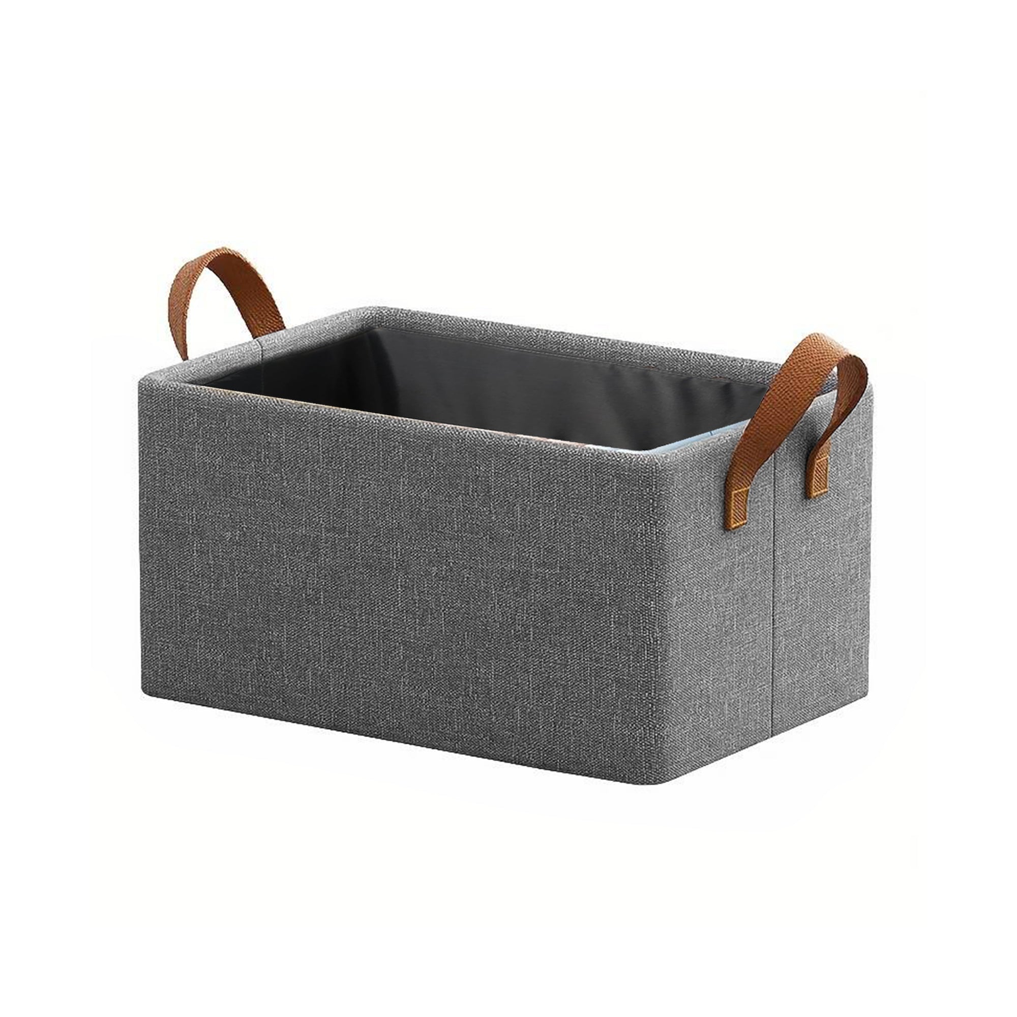 Foldable Grey Fabric Storage Organizer Bag with Handles for Clothes & Toys