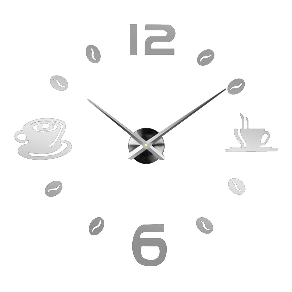 Modern 3D Coffee Time Frameless DIY Sticker Wall Clock Kitchen Decor