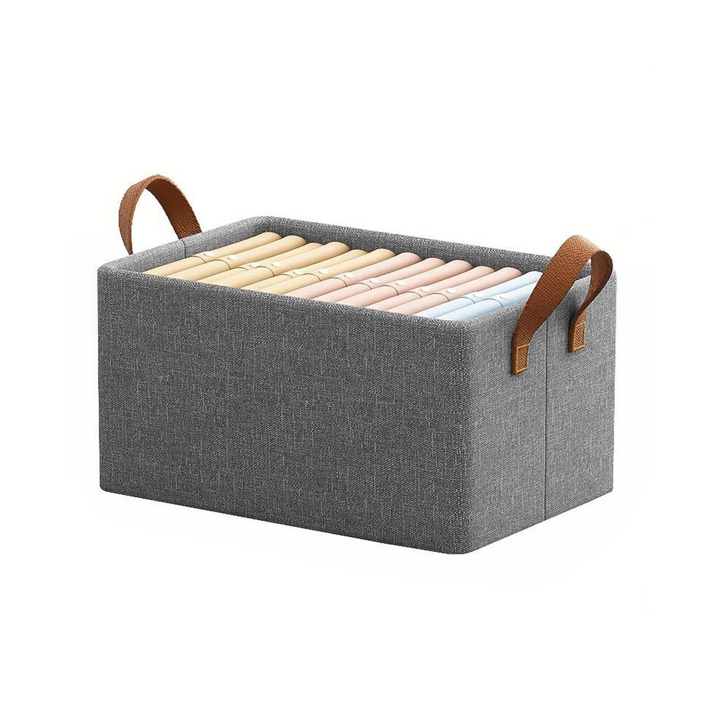 2-Pack Grey Foldable Fabric Storage Box Organizer with Handles