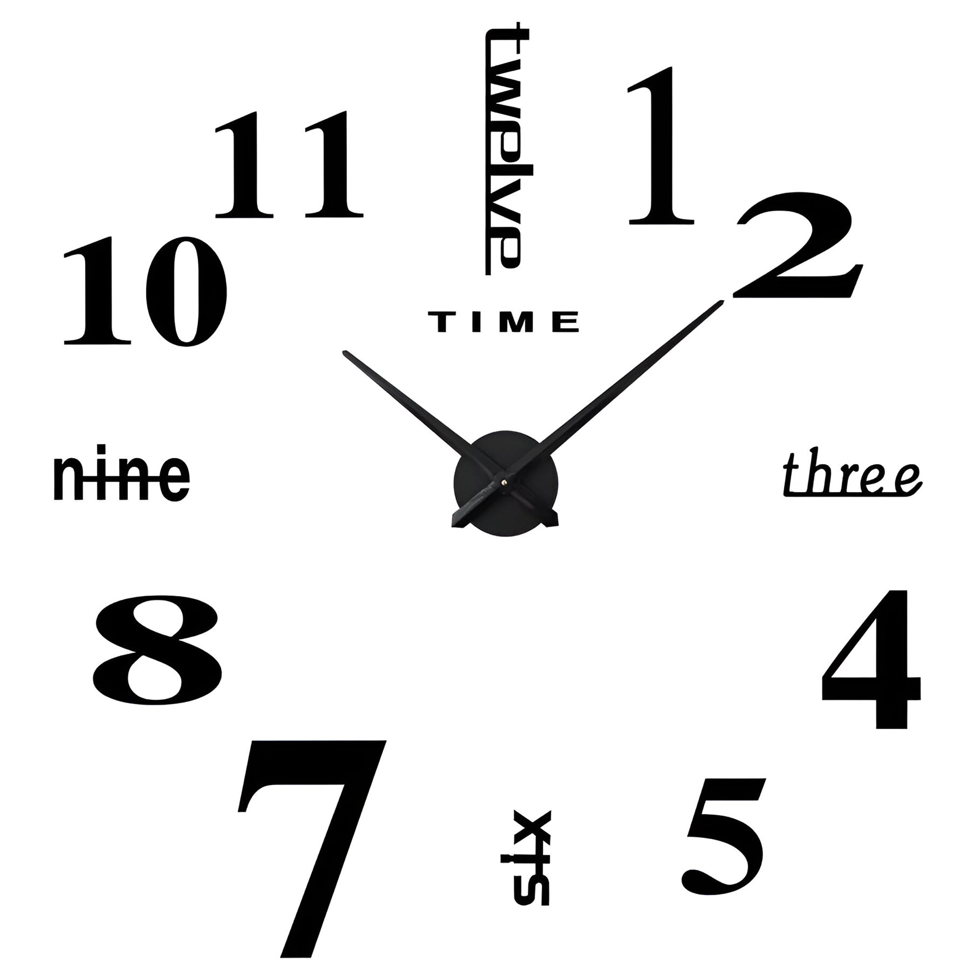 Modern Frameless 3D Sticker Wall Clock with Large Numbers for Stylish Decor