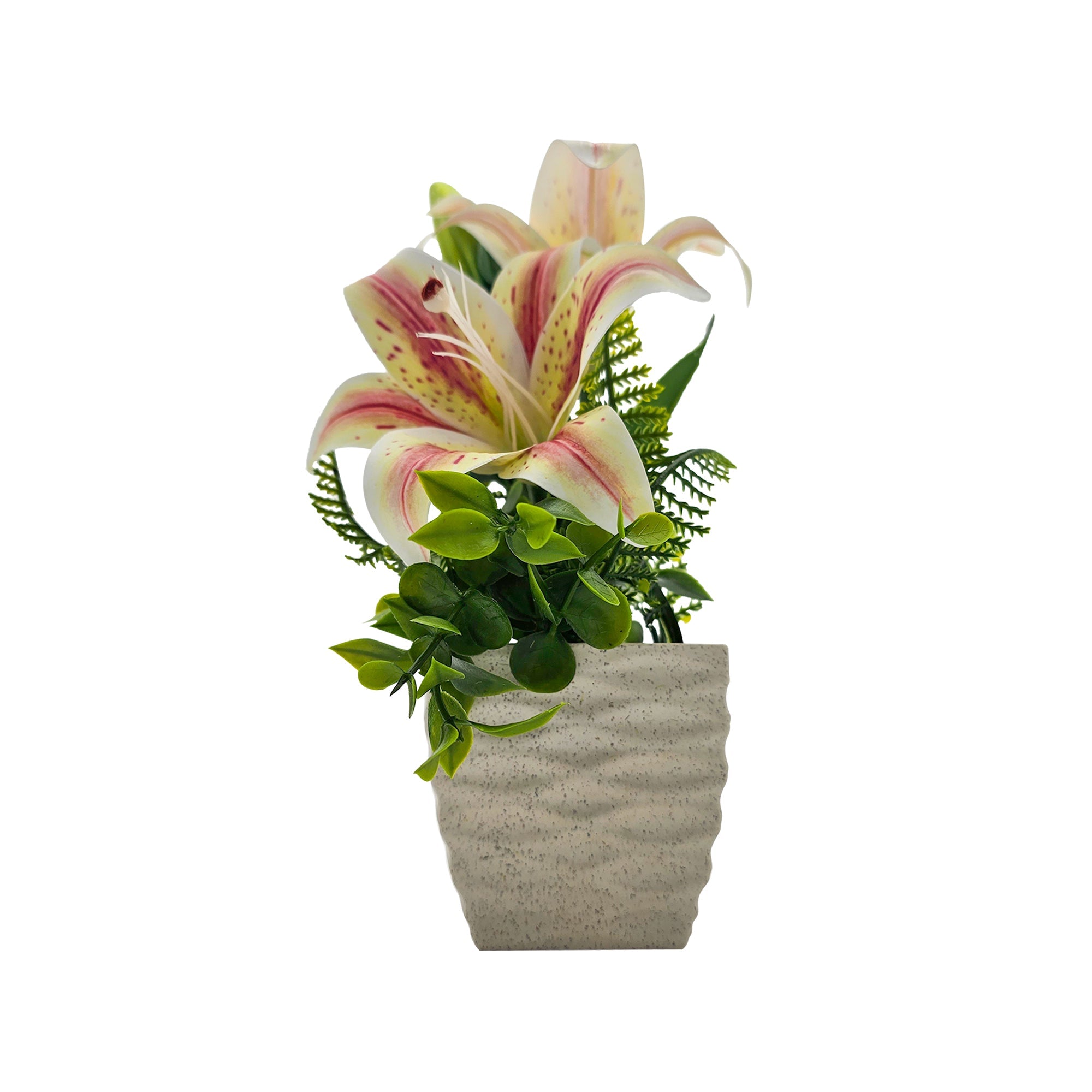 Lifelike Artificial Lily Flowers Potted 2-Pack for Elegant Home Table Decor